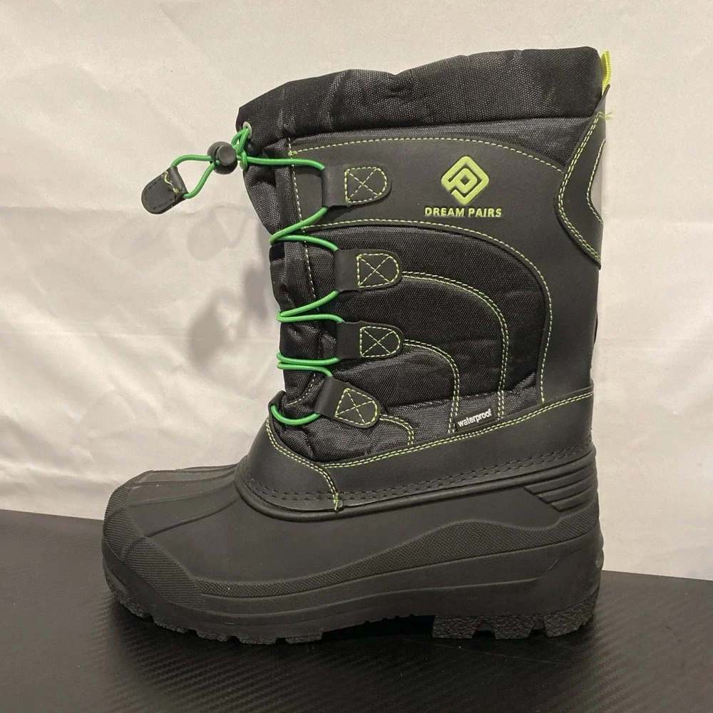 Dream Pairs‎ Kid's Winter/Snow Boots Size 6 Black with Green Trim/Faux Fur